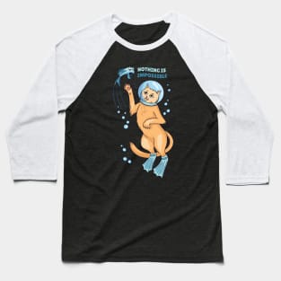 Diving cat for divers, cat owners and optimists Baseball T-Shirt